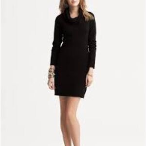 Banana Republic Black Wool Blend Cowl Neck Sweater Dress Medium Classic
